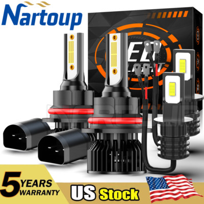 For Mitsubishi Montero Sport 2000-2004 6000K LED Headlight + Fog Light Bulbs 4pc