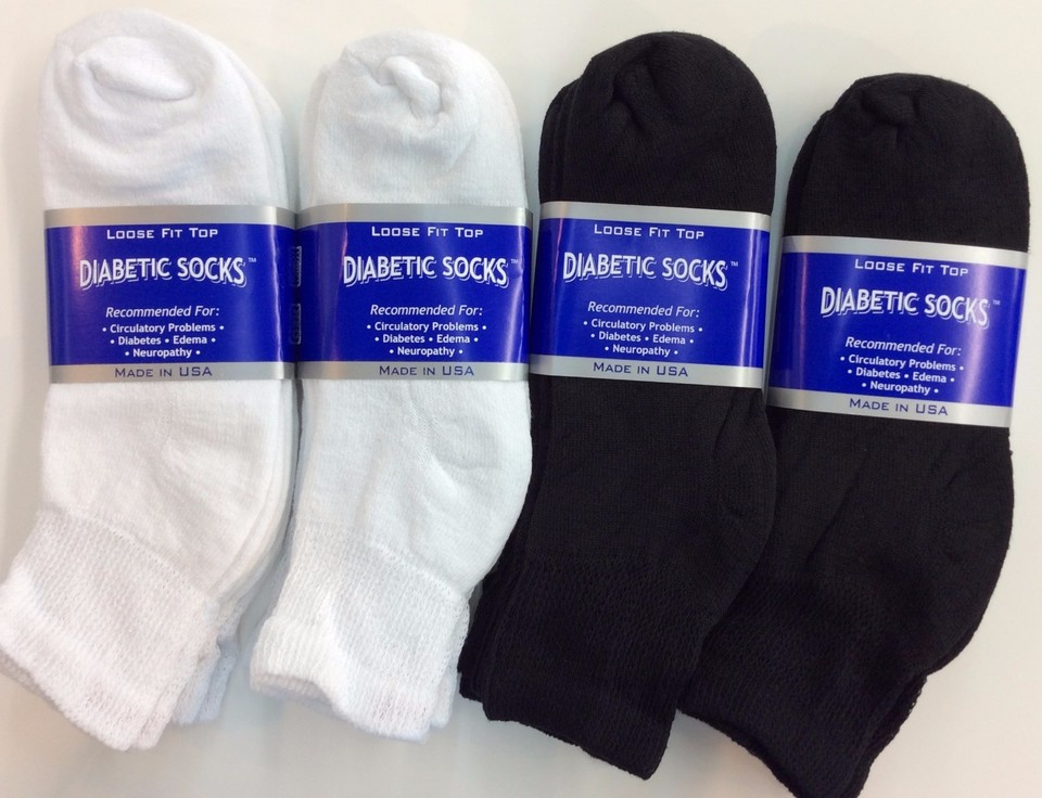Best Quality 6 & 12 Pairs White And Black Diabetic Socks MADE IN USA eBay