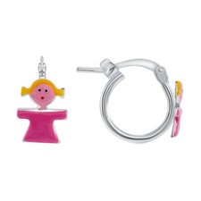 925 Sterling Silver Pink Girl Kids Earrings Nickel Free Anti Tarnish