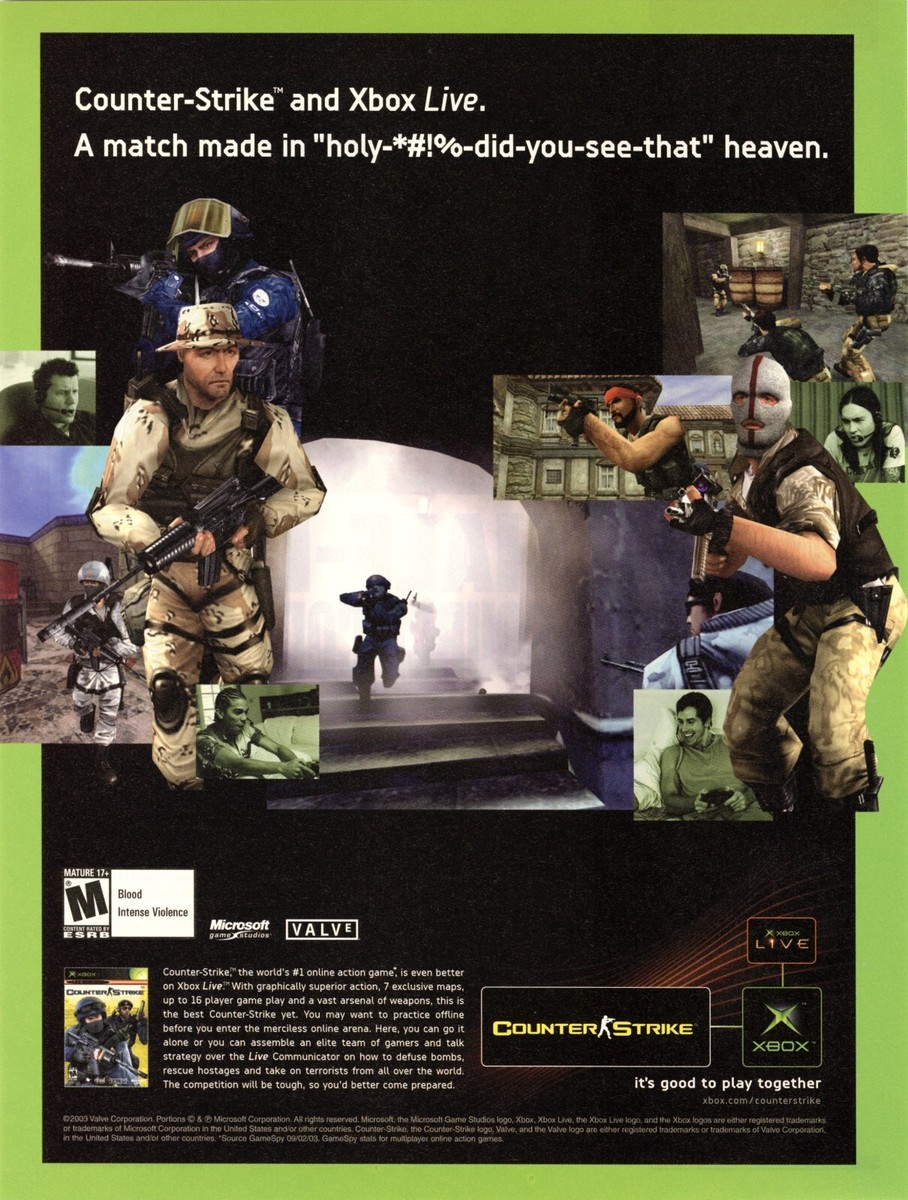 Half-Life Counter-Strike Xbox 2003 PC Game Promo Ad Art Print Wall