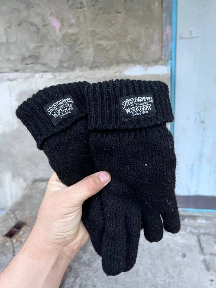 Guantes Stussy vintage años 90 equipo de trabajo de skate negro Foto 2 de 4