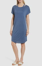 $395 Nic+Zoe Women's Blue Open Road Cut-Out Short Sleeve T-Shirt Dress Size S