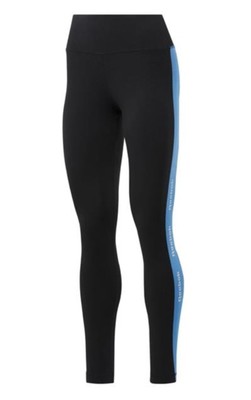 Reebok Linear Logo Leggings Damen schwarz/blau Größe UK Small (RefX45)