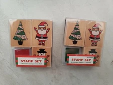 New! 2 Christmas Theme Stamp & Ink Sets. Great For Holiday Crafts/Gifts