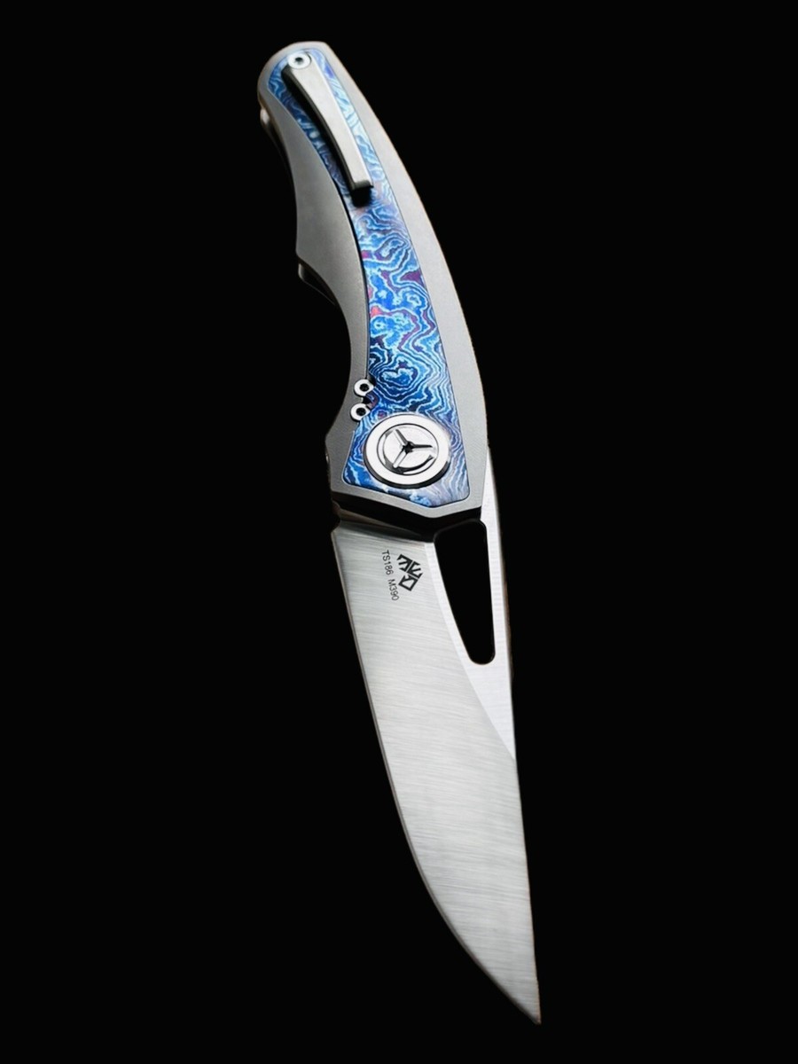 TWOSUN TS186 M390 Blade Titanium Timascus Handle Folding Knife