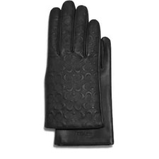 COACH SIGNATURE QUILTED LEATHER "TECH" GLOVES SIZES 6.5 7