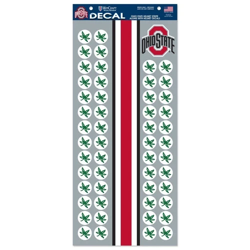 OHIO STATE BUCKEYES 54 PIECE DECALS HELMET STRIPE LOGO LEAF 9.5" X 20.5" SHEET