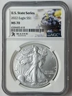 2022 American Silver Eagle $1 U.S. State Series Maine NGC MS70