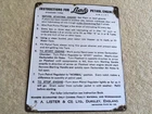 SCARCE C1920s ERA INSTRUCTIONS FOR LISTER PETROL ENGINE A.B,J,L&T ENAMEL SIGN