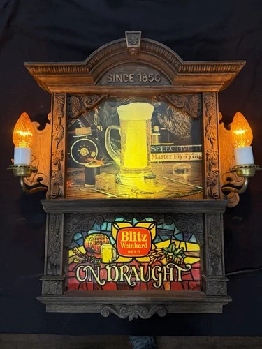 Vintage Lighted Beer Sign Blitz Weinhard On Draught