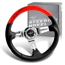 13.5 343mm 6-bolt Deep Dish Red Alumleather Steering Wheel Whorn Silver 3spoke 13.5 343mm 6-bolt Deep Dish Red Alumleather Steering Wheel Whorn Silver 3spoke
