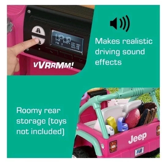 Ruedas eléctricas Jeep Wrangler Rainbow Unicorn paseo en 12V velocidad máxima 5MPH NUEVO Foto 4 de 4