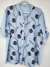 Nina Murati Italian TKMaxx lagenlook linen tunic top embroidered summer sz 20 UK