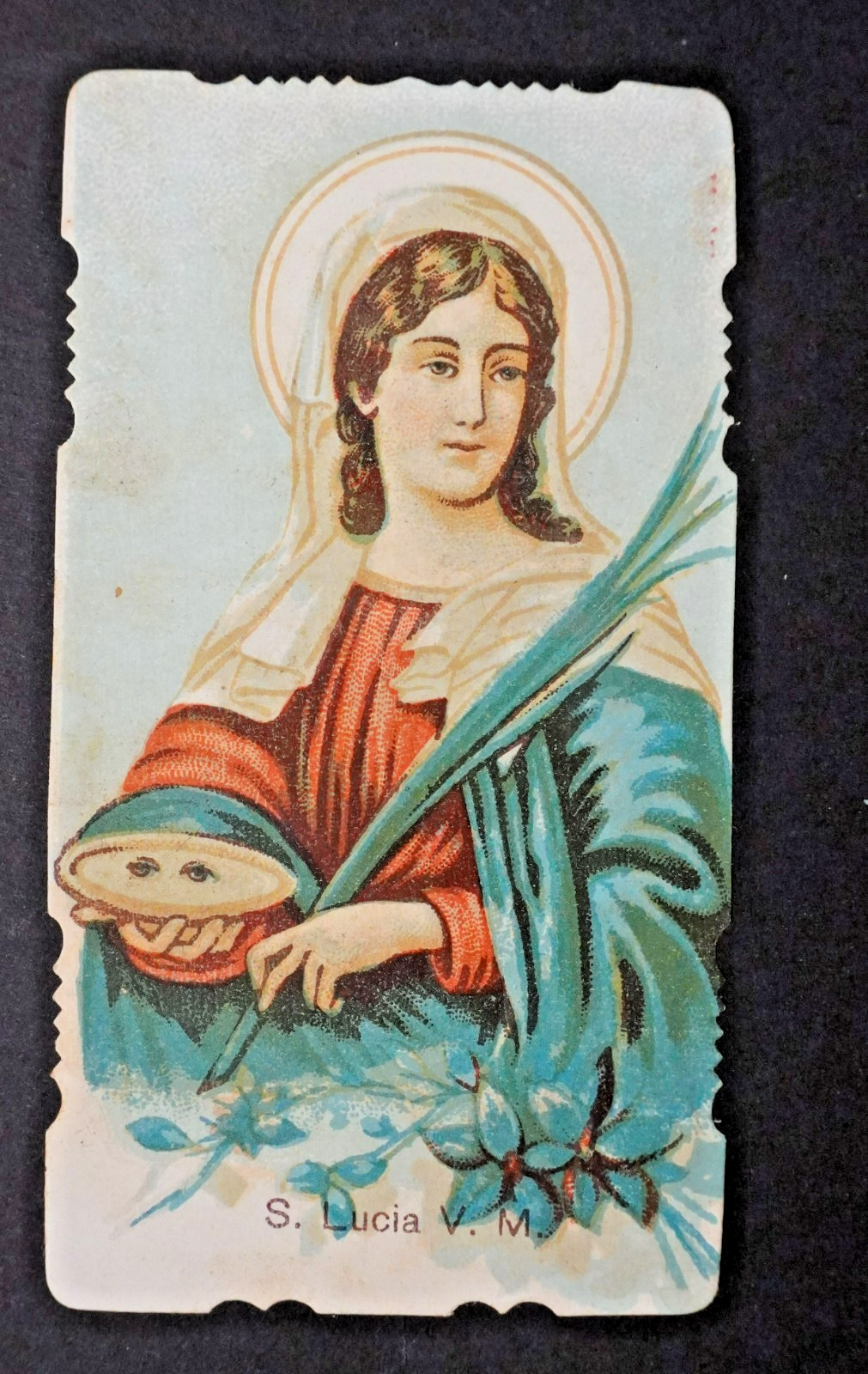 Santa lucia -  Santino fustellato inizio '900 Holy card  10,5x5,7 cm