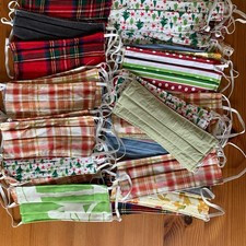 Lot of 40 Handmade Cotton Face Masks Christmas Fall Seasonal Reusable Bulk Set