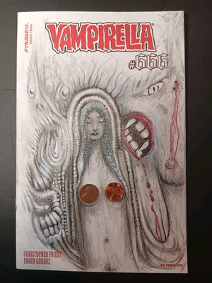 VAMPIRELLA 666 ORIGINAL BLANK SKETCH COMIC BOOK COVER SIGNED BY ARTIST 