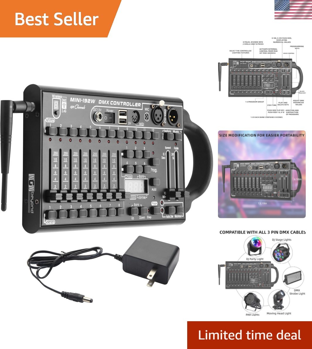Compact Wireless DMX Lighting Controller for 240 Scenes - Ideal