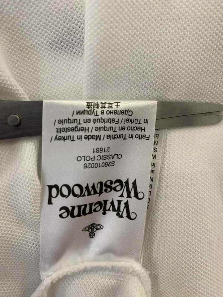 Vivienne Westwood Classic Polo Shirt White Green Collar Men’s Size L #88 - Image 4 of 4