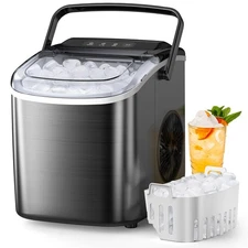 Electactic Stainless Steel Countertop Ice Maker 26.5Lbs per Day 9 Cubes Ready
