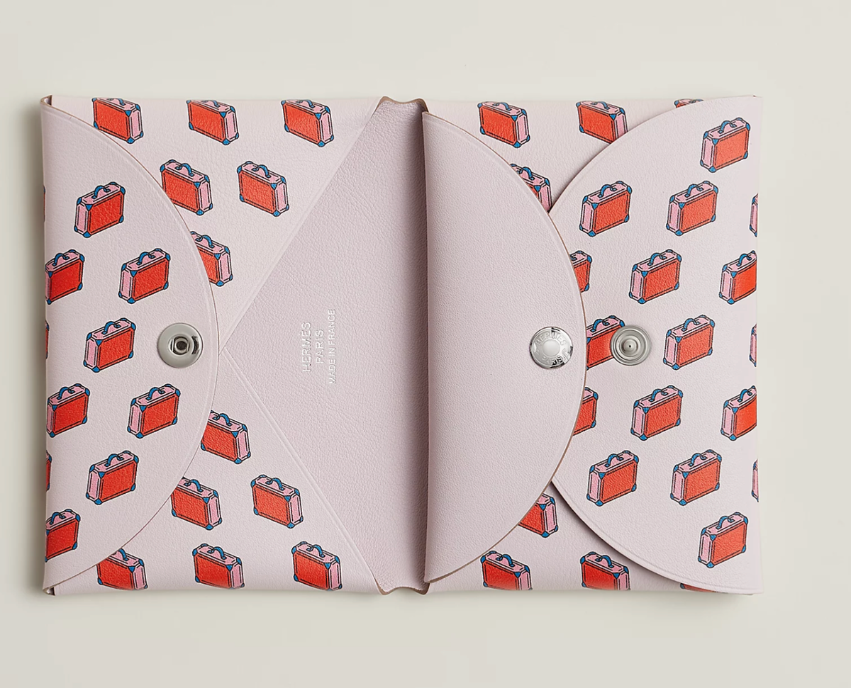 NEW HERMES Calvi Duo Swift Leather Suitcase Mauve Pale Pink