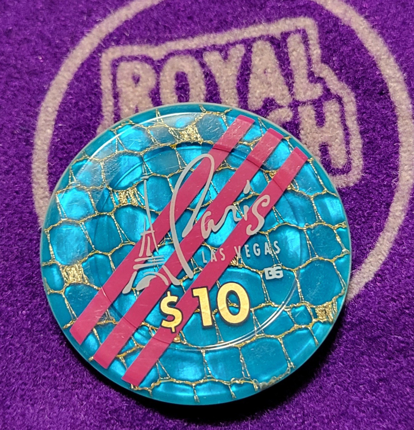 Paris Las Vegas Hotel and Casino Obsolete set of 3 $10.00 Roulette Jetons