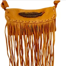 Native American Handmade Leather Fringe Purse / Crossbody Bag NWOT