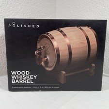 Heritage Collection Polished Wood Whiskey Barrel Spirits Dispenser Holds 27oz