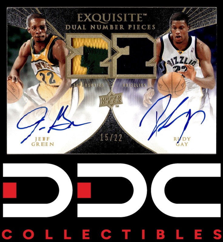 2007-08 Upper Deck Exquisite Patch Auto Rudy Gay Jeff Green Numbers Dual #/22
