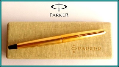 PARKER 45 INSIGNIA Black Tassie Fountain Pen 14k MEDIUM Nib with