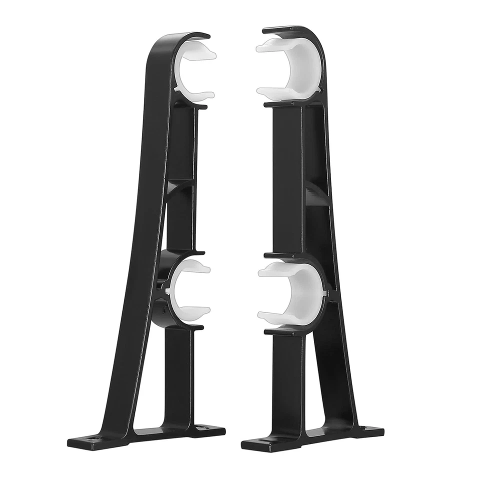 Supports de tringle à rideau noirs 23-33 mm lot de 2 Aluminium - Photo 3/4