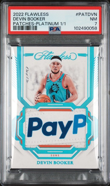 Devin Booker 2022-23 Panini Flawless Platinum Logo Patch 1/1 PSA 7