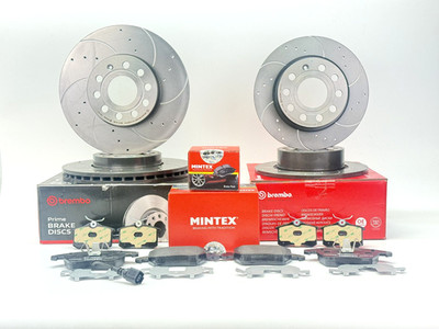 BREMBO HIGH PERFORMANCE DRILLED GROOVED BRAKE DISC PADS SKODA OCTAVIA