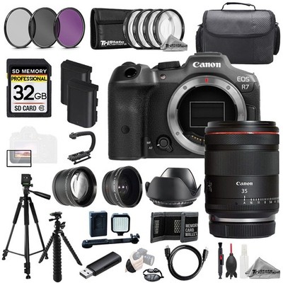 Canon EOS R7 + RF 35mm f/1.4 L VCM Lens +32GB+Ext Bat+9PC Filtr-MEGA Kit