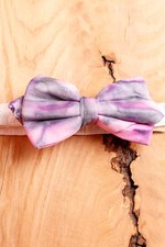 Vintage Anni 80 Papillon Rosa Grigio Batik Seta Boho Disco Dandy Hippie