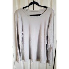 J. Jill XL Pima Cotton Long Sleeve Top Heather Grey Crew Neck