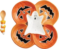 Mud Pie H5 Halloween Glow in Dark 10" Pumpkin Section Server & Spoon 40700814
