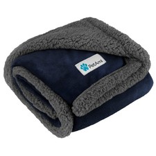 PetAmi Dog Blanket for Small Medium - 29 X 40 Inches, Navy/Gray Sherpa