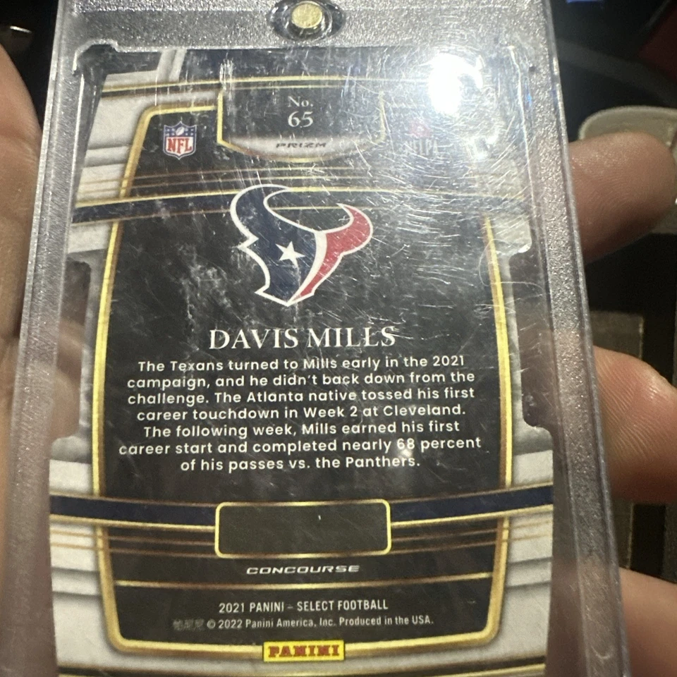 2021 Panini Select Davis Mills Rookie Zebra Die-Cut Prizm Houston Texans RC SSP - Image 4 of 4