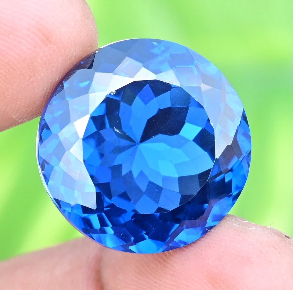 RARO 44,80 quilates Topacio Azul Londres Natural Redondo Certificado Impecable Piedra Preciosa Suelta Foto 3 de 4