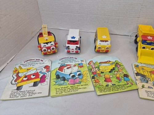 Lot 6 Vintage Matchbox Twinkletown Cars Truck Bus With Book Booklets 1984