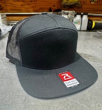 Richardson Solid Black 168 Hat Cap 7 Panel Trucker Hi-Pro Adjustable Snapback