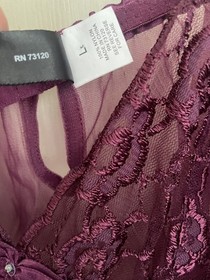 Vintage Fredrick&rsquo;s of Hollywood Lingerie Dress Plum Sheer Lace Nightgown size L