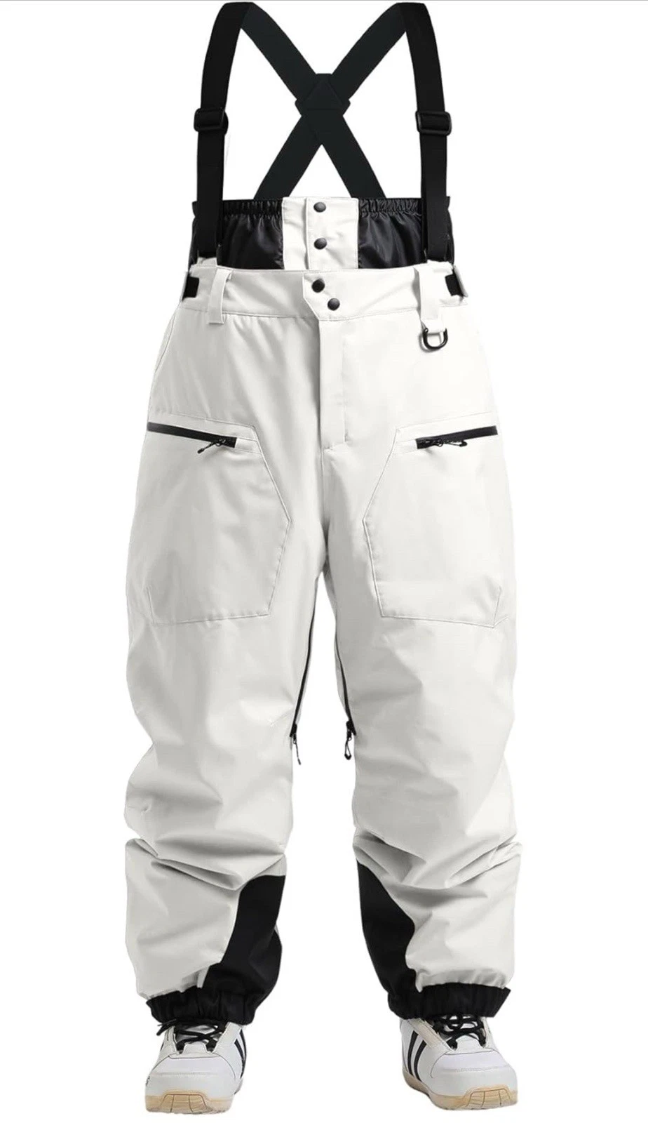 Men Snow Bibs Women Baggy Ski Pants Snowboard Overall Medium Beige