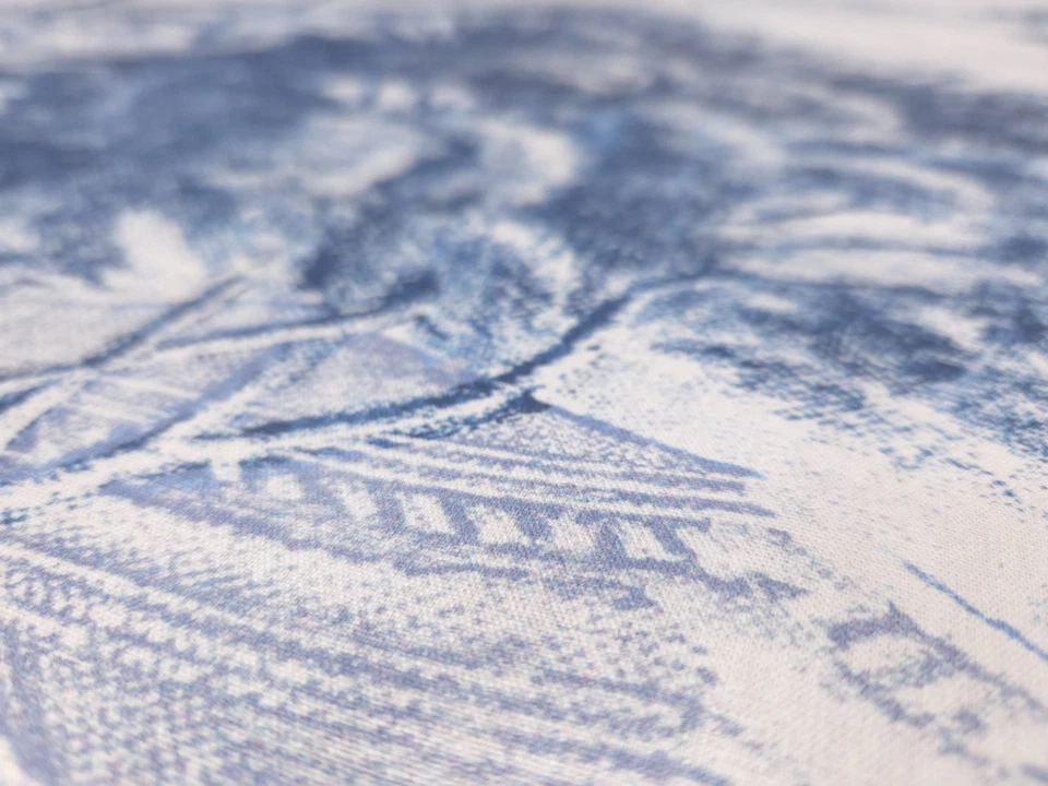 P Kaufmann YORKSHIRE DALE COBALT Blue White Toile Designer Drapery Uph Fabric - Image 3 of 4