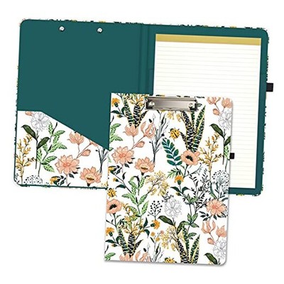  Clipboard Folio with Refillable Lined Notepad and Interior Storage Evergreen