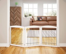 PAWLAND 72in Extra Wide 3Panel Freestanding Foldable Pet Safety Gate 30in White