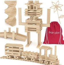 Brain Blox Wooden Blocks Montessori Hands-on Learning Stem Homeschool 300 Pieces