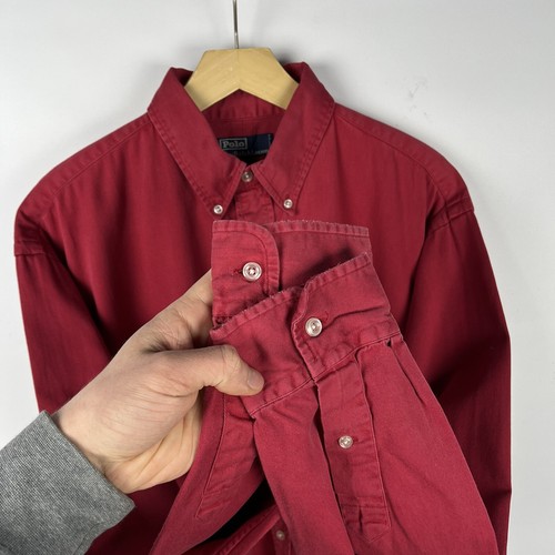 Vintage Ralph Lauren Blaire Red Long Sleeve Mens Button Up Shirt 90’s Size L - Picture 6 of 24
