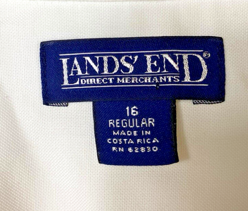 Lands End Blouse Button Up Top Oxford Shirt White Long Sleeve Preppy Womens 16 - Picture 5 of 9