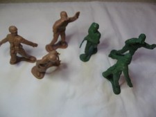 Vintage Lot of 6 Greenbrier International Plastic Green  Tan Army Men 4" Tall